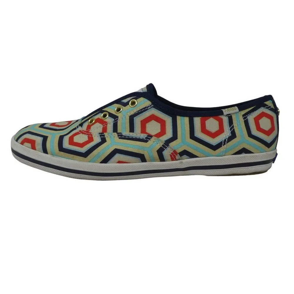 Keds Kate Spade Geometric Canvas‎ Slip On Designer Sneakers Womens 7.5